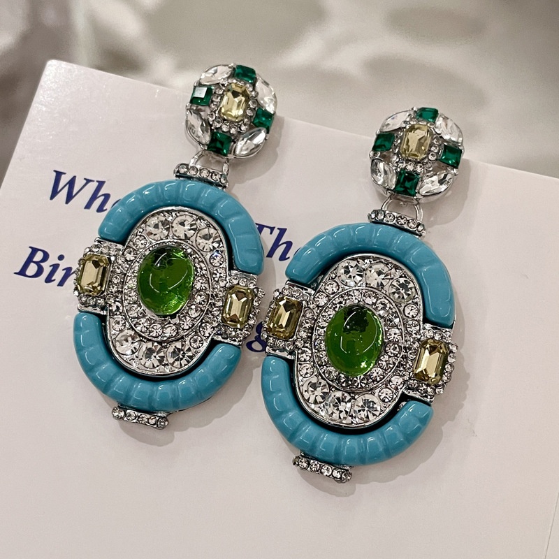 Vintage Victorian Fashion - Vintage Turquoise Emerald Silver Drop Dangle