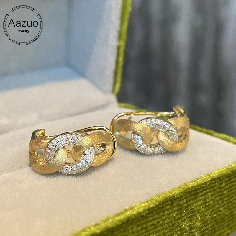 Vintage Fashion Rings - Aazuo 18K Yellow Gold Real Diamonds