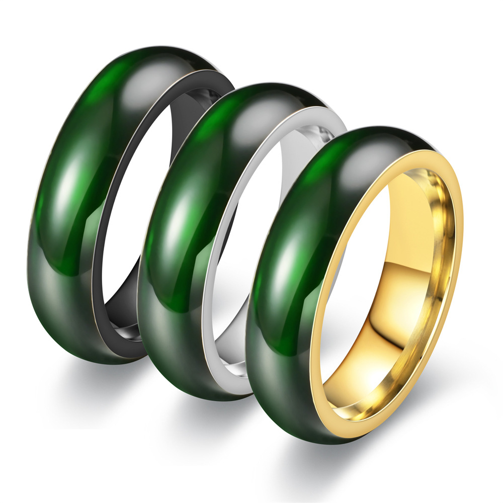 Vintage Fashion Rings - Fashion Vintage Artificial Green Jade Stainless