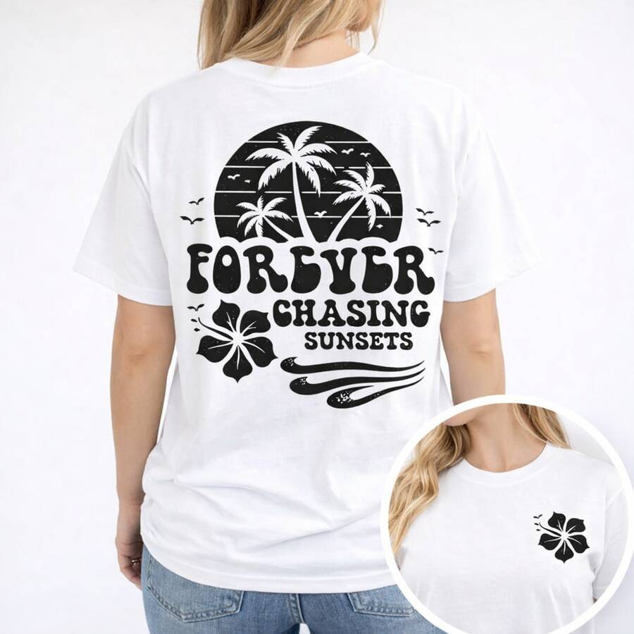 Printed Floral Shirt - Womens 100% Cotton T-Shirt With Palm