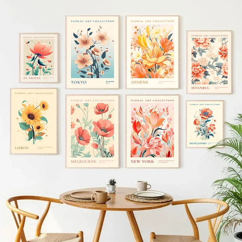 Vintage Fashion Prints For Wall - Minimalist Canvas Posters Vintage Colorful Flower
