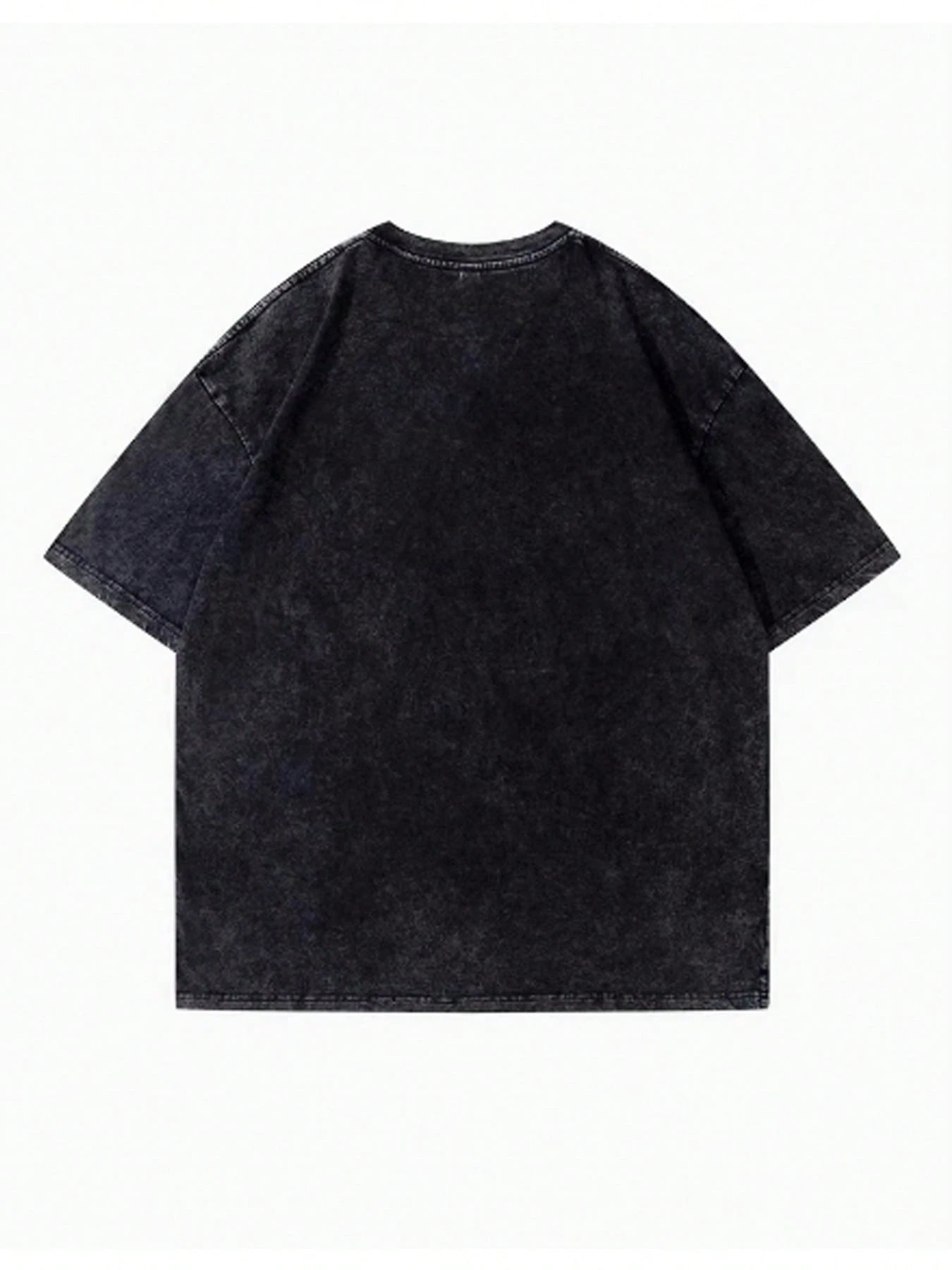 Printed Floral Shirt - Washed Black T-Shirt With White Skull