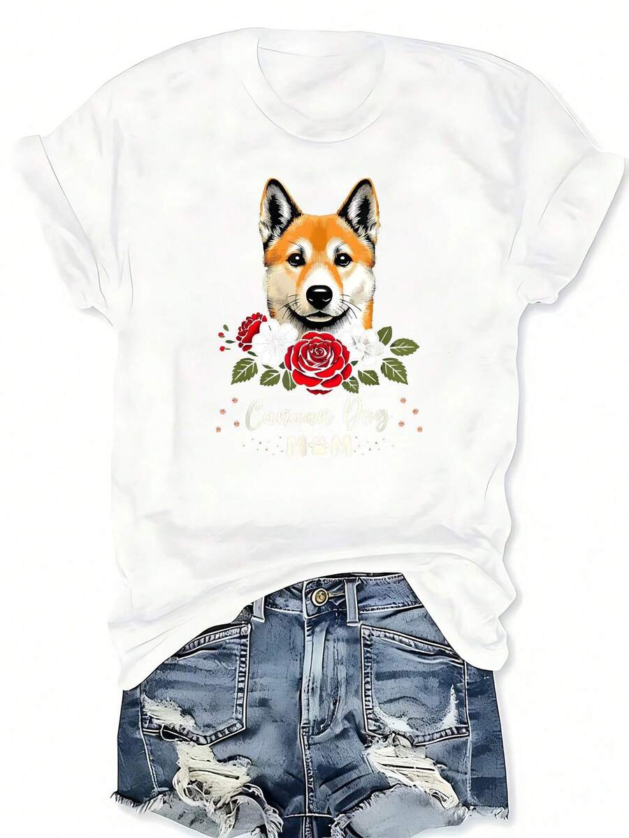 Canaan Dog Rose Floral Graphic - Printed Floral Shirt avaliação e preço