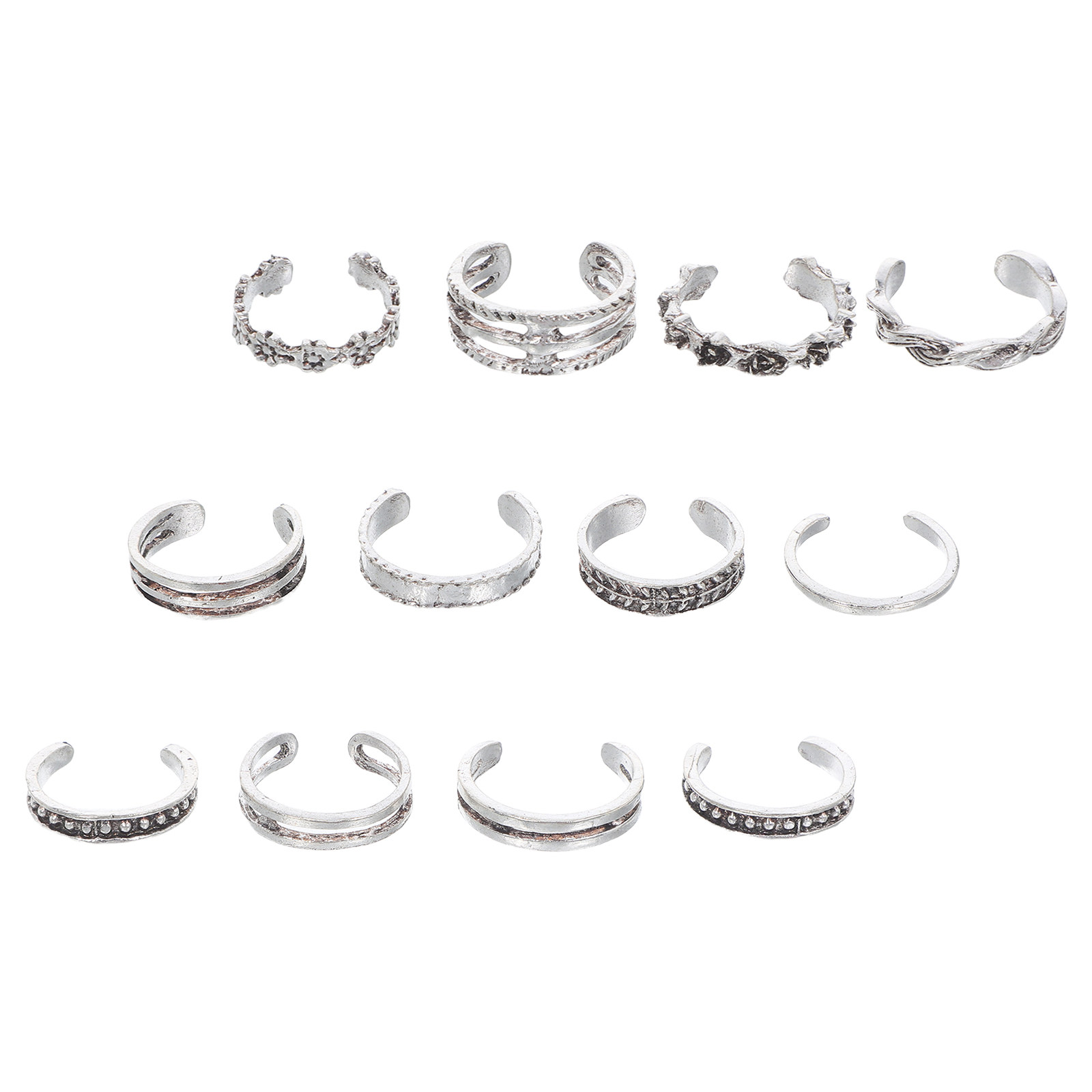 12Pcs Adjustable Toe Rings Set - Vintage Fashion Rings avaliação e preço