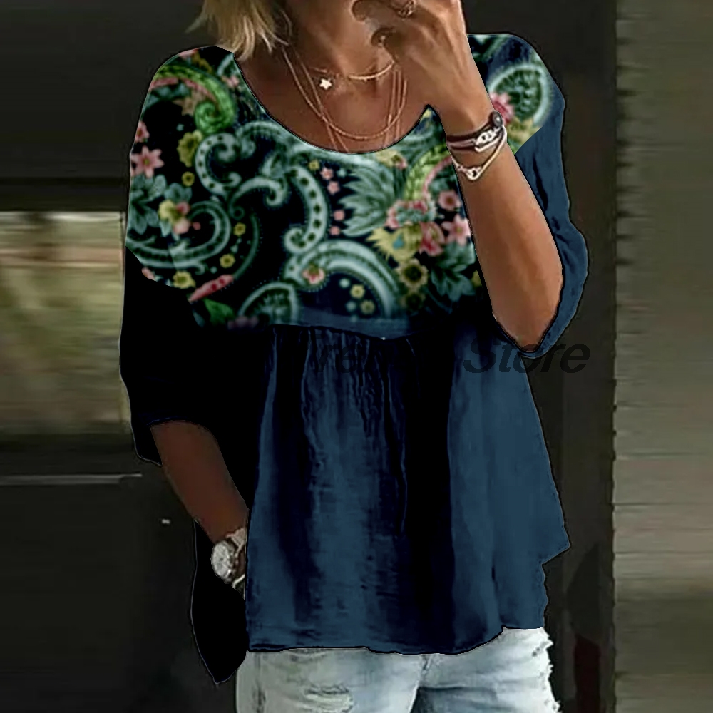 Women's Casual Floral Print 3/ - Printed Floral Shirt avaliação e preço
