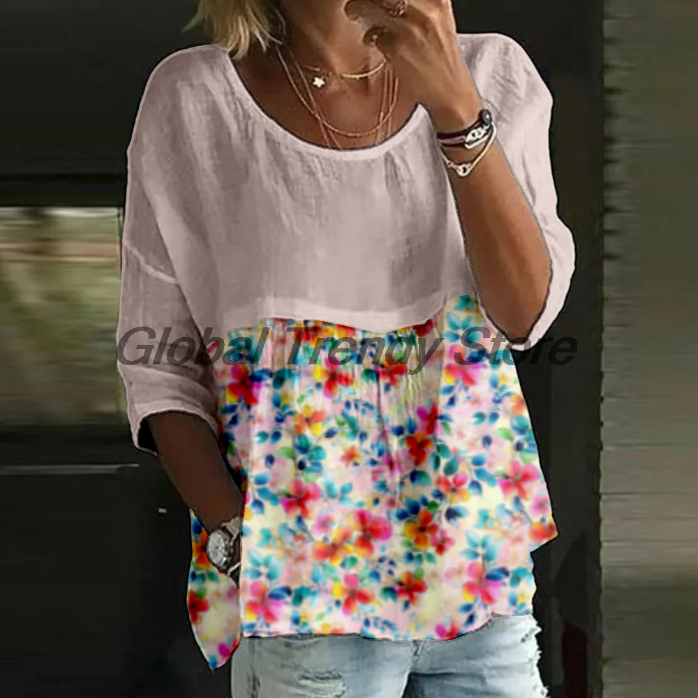 Women's Casual Floral Print 3/ - Printed Floral Shirt avaliação e preço