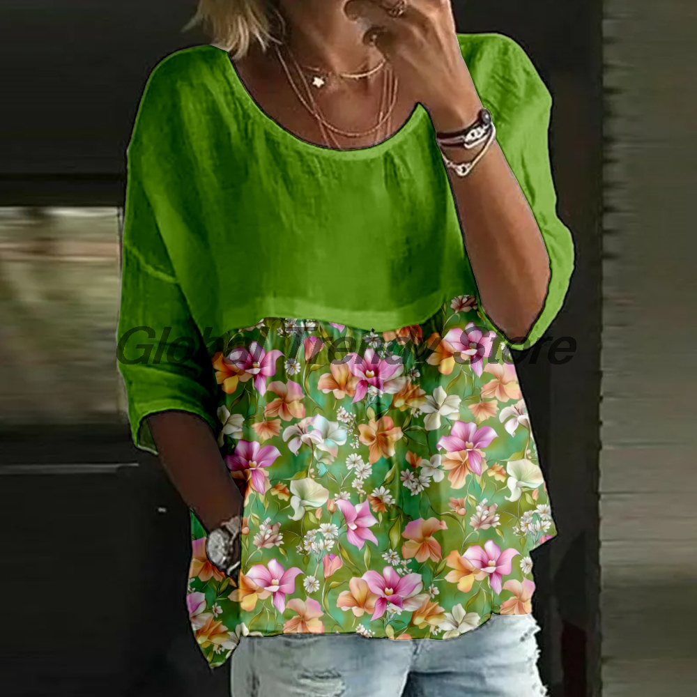 Women's Casual Floral Print 3/ - Printed Floral Shirt avaliação e preço
