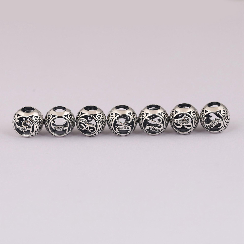 925 Sterling Silver Bead Alpha - Z Vintage Fashion avaliação e preço