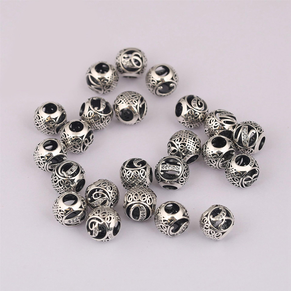 925 Sterling Silver Bead Alpha - Z Vintage Fashion avaliação e preço