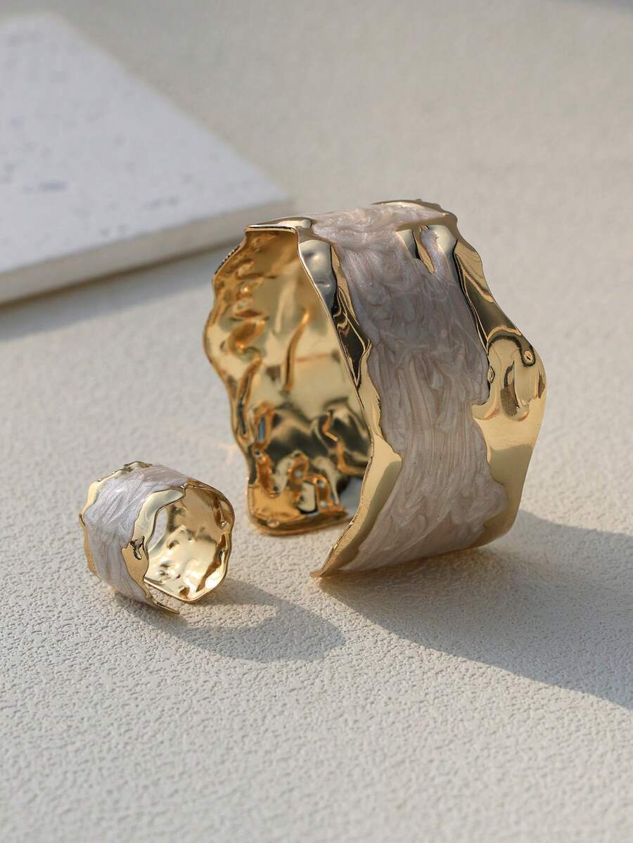 Geometric Line Pearl Bracelet  - Vintage Fashion Rings avaliação e preço