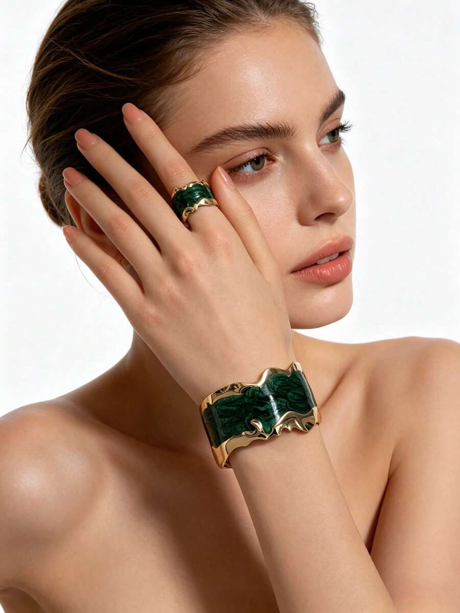 Geometric Line Pearl Bracelet  - Vintage Fashion Rings avaliação e preço