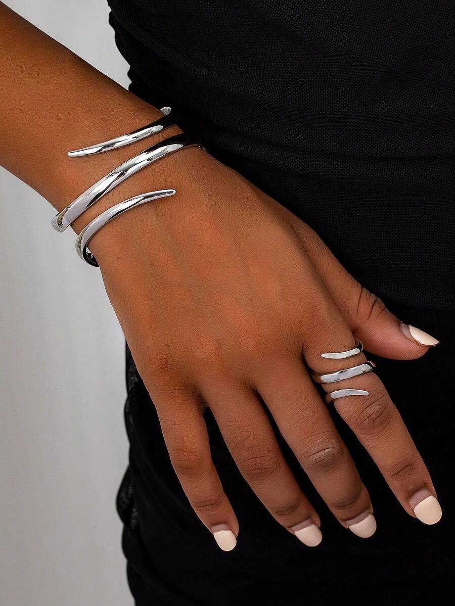 Geometric Line Pearl Bracelet  - Vintage Fashion Rings avaliação e preço