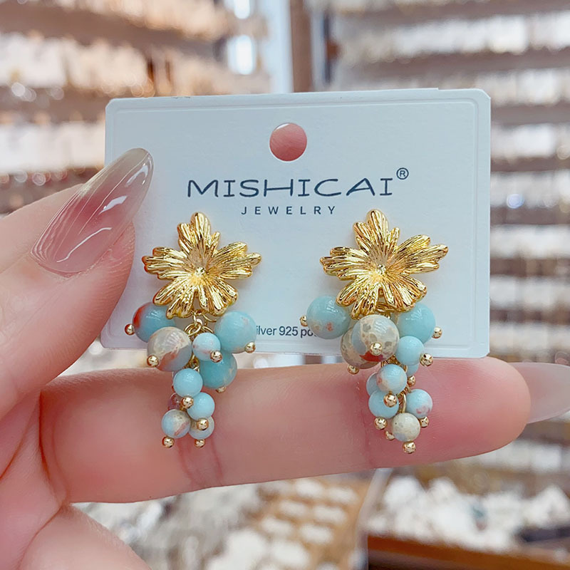 Turquoise Grape Cluster Stud E - Vintage Fashion Influencers avaliação e preço