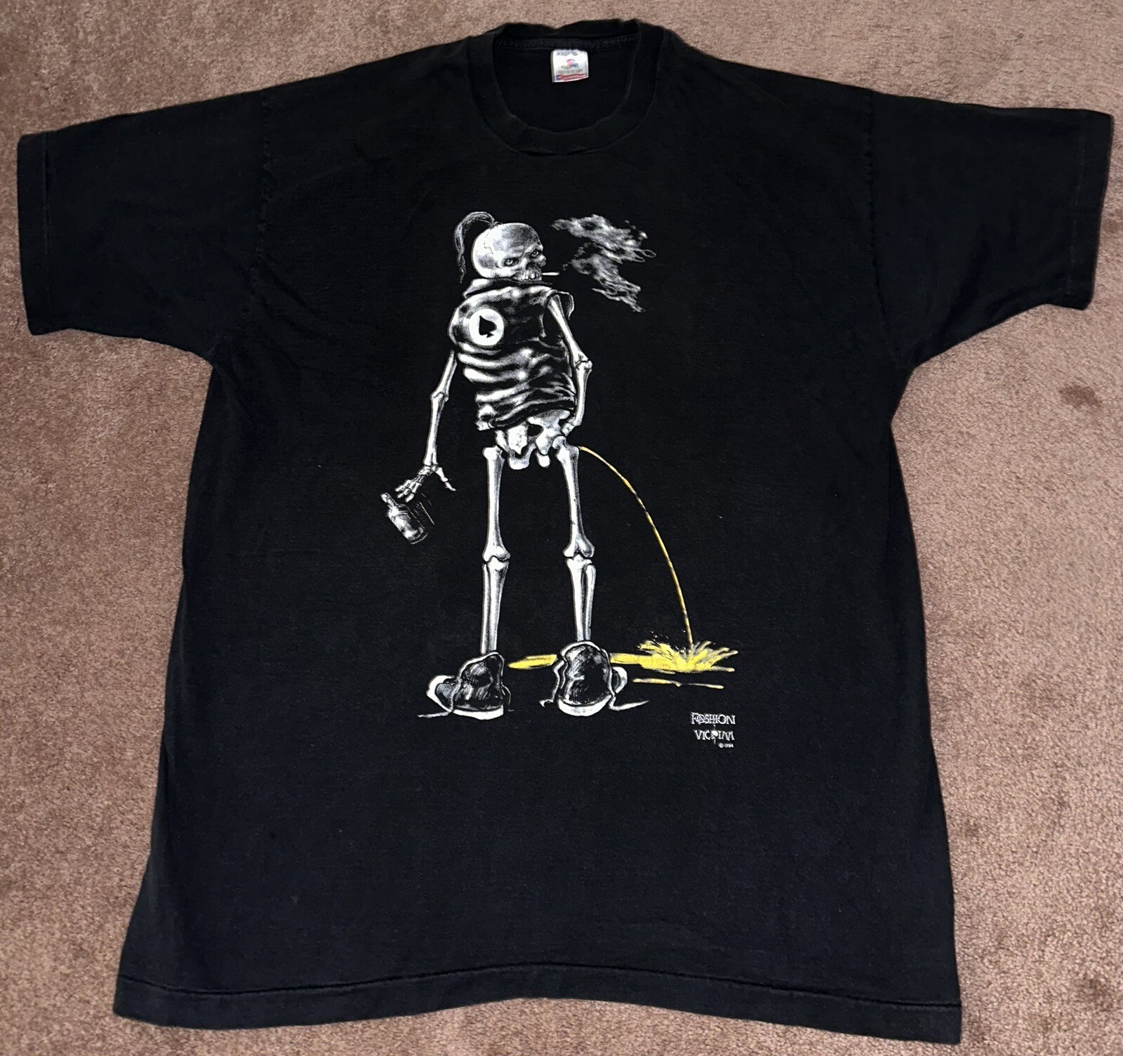 Vintage 1994 Skeleton Grunge S - Vintage Fashion Victim Shirt avaliação e preço