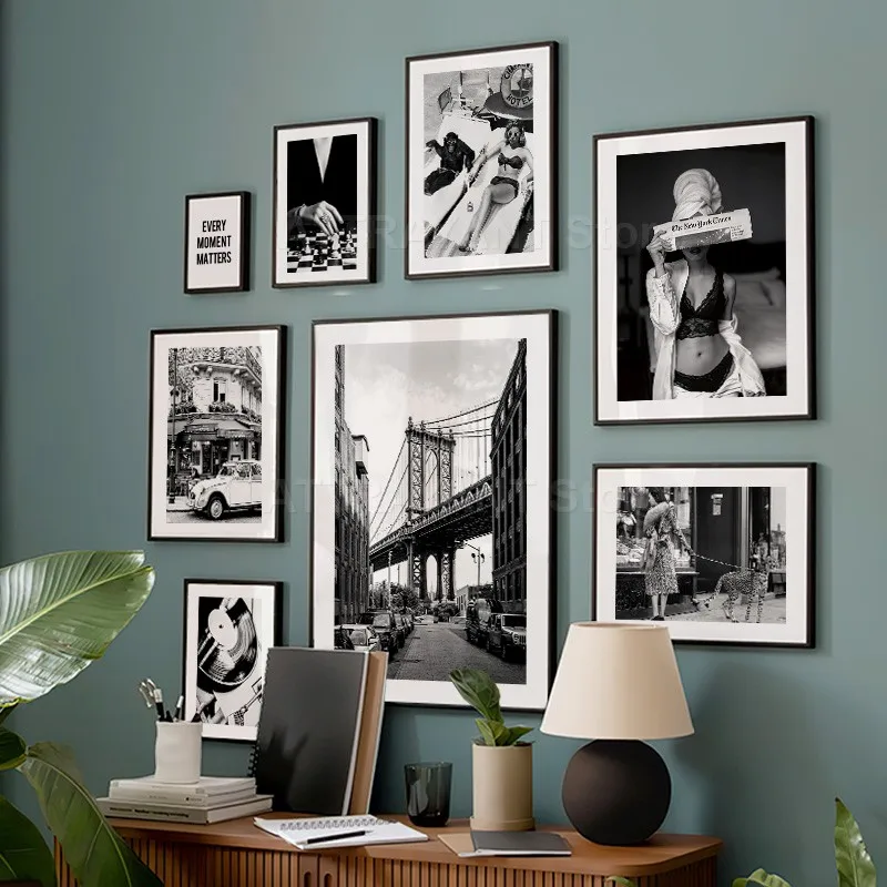 Black and White Vintage Wall A - Vintage Fashion Prints For Wall avaliação e preço