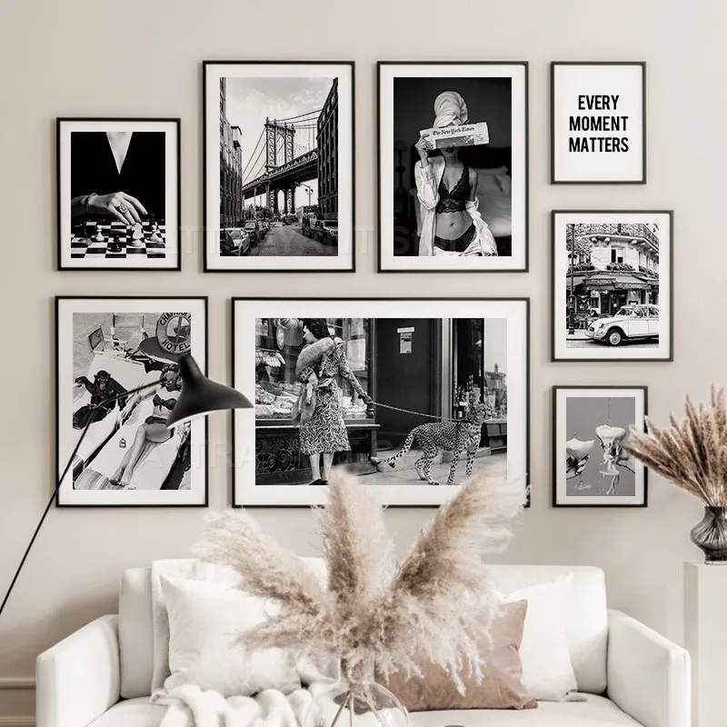 Black and White Vintage Wall A - Vintage Fashion Prints For Wall avaliação e preço