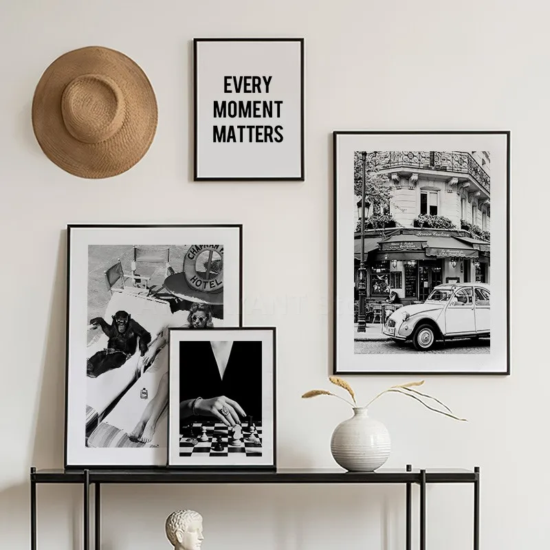 Black and White Vintage Wall A - Vintage Fashion Prints For Wall avaliação e preço