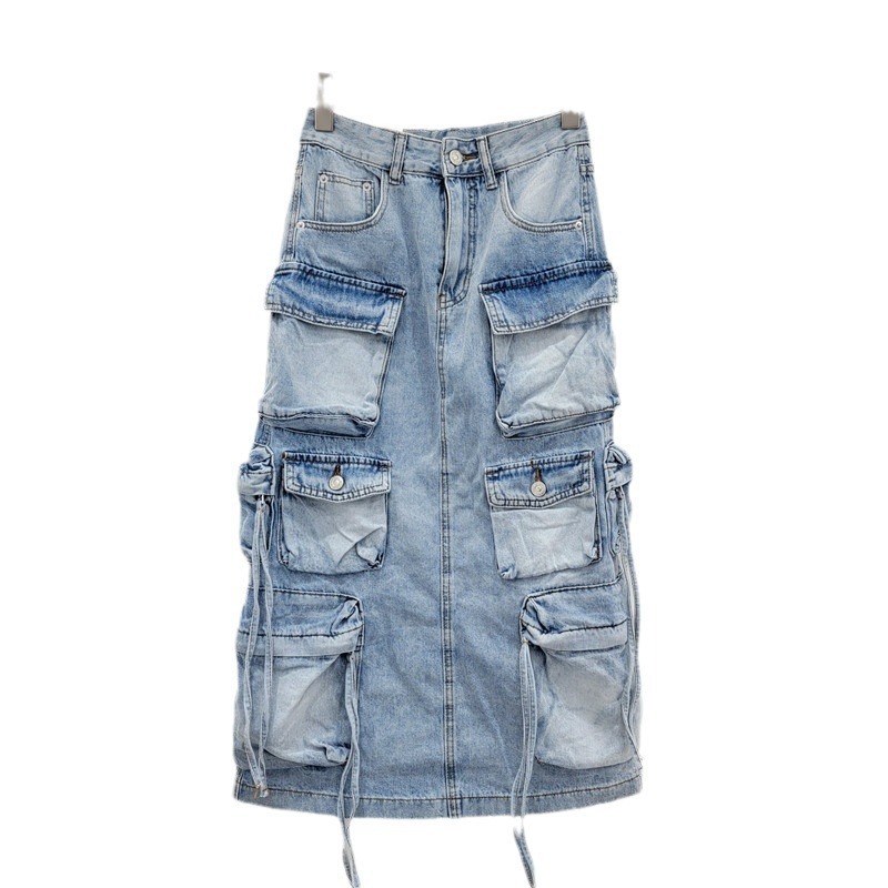 Women's Denim Workwear Skirt H - Vintage Fashion Influencers avaliação e preço