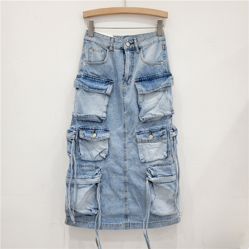 Women's Denim Workwear Skirt H - Vintage Fashion Influencers avaliação e preço