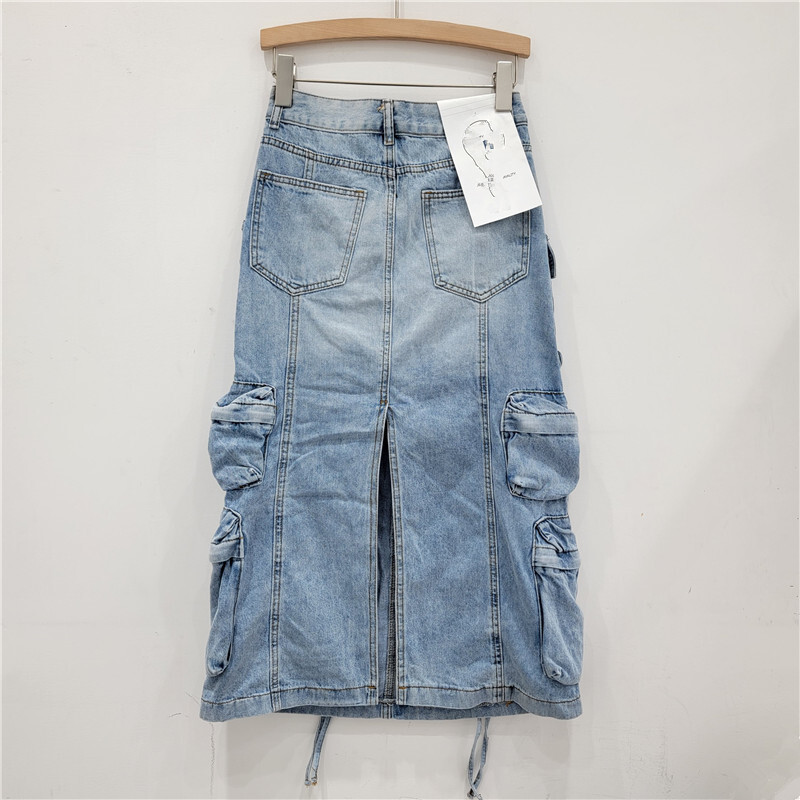 Women's Denim Workwear Skirt H - Vintage Fashion Influencers avaliação e preço