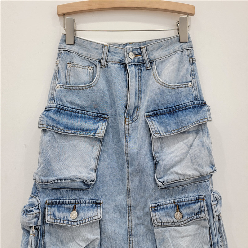 Women's Denim Workwear Skirt H - Vintage Fashion Influencers avaliação e preço