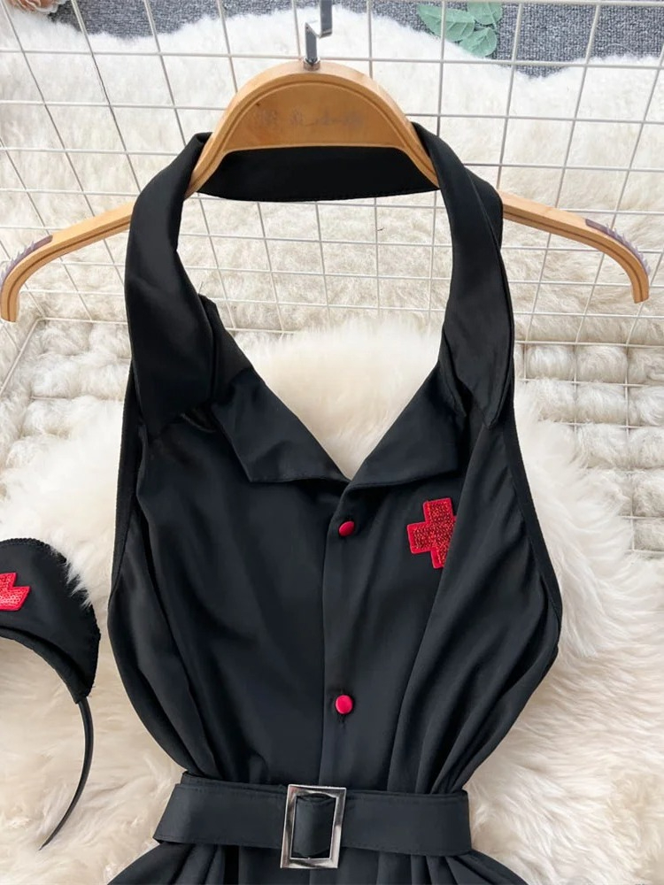 Erotic Fashion Sexy Halter Lin - Vintage Fashion For Women avaliação e preço