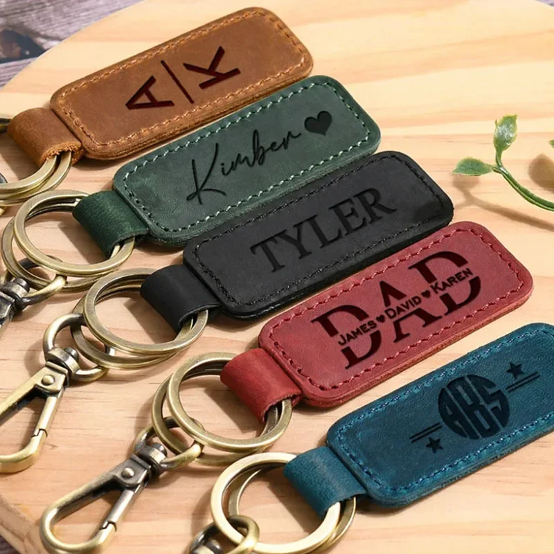 Laser Custom Logo Leather Keyc - Vintage Fashion Rings avaliação e preço