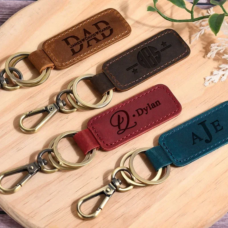 Laser Custom Logo Leather Keyc - Vintage Fashion Rings avaliação e preço