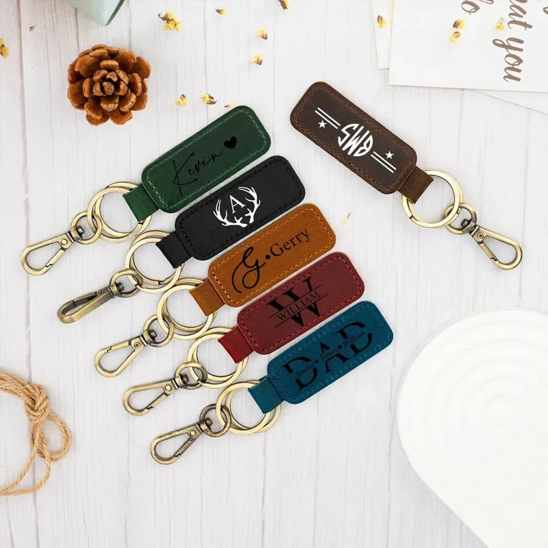 Laser Custom Logo Leather Keyc - Vintage Fashion Rings avaliação e preço