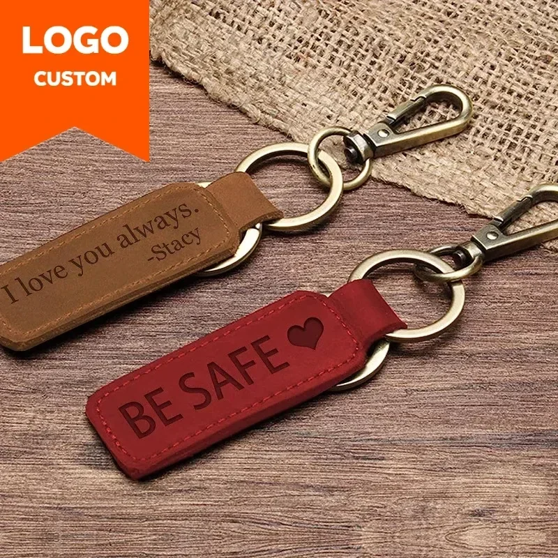 Laser Custom Logo Leather Keyc - Vintage Fashion Rings avaliação e preço