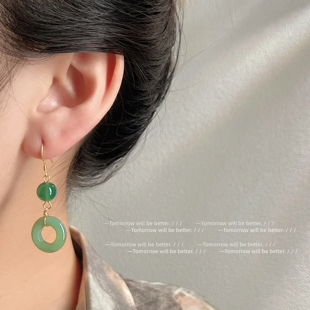 Green Real Jade Ring Earrings  - Vintage Fashion Rings avaliação e preço