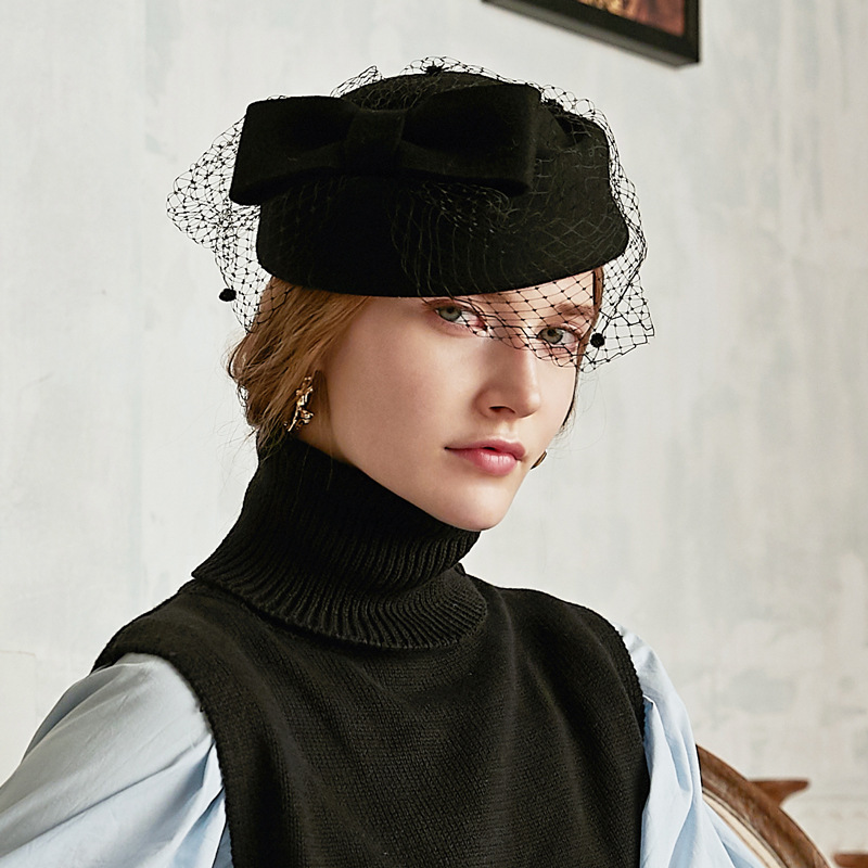 British Style Wool Beret with  - Vintage Fashion Influencers avaliação e preço