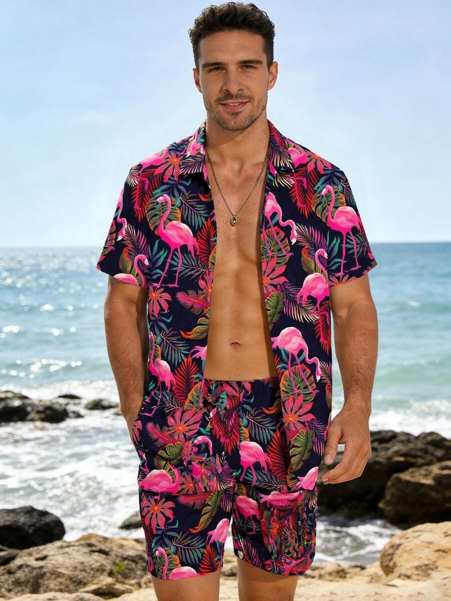 Mens Hawaiian Shirt And Shorts - Printed Floral Shirt avaliação e preço
