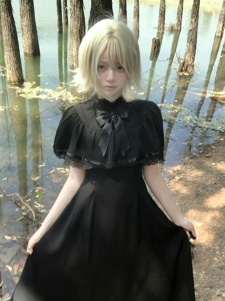 Gothic Harajuku Slim Lace Retr - Vintage Fashion Retro Outfit avaliação e preço