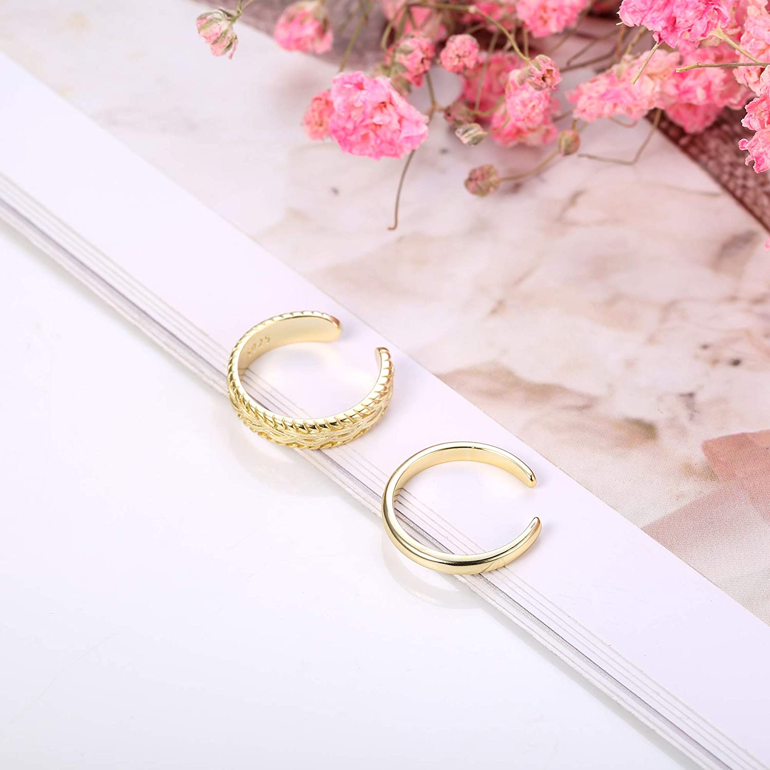 2 PCS Stainless Steel Toe Ring - Vintage Fashion Rings avaliação e preço