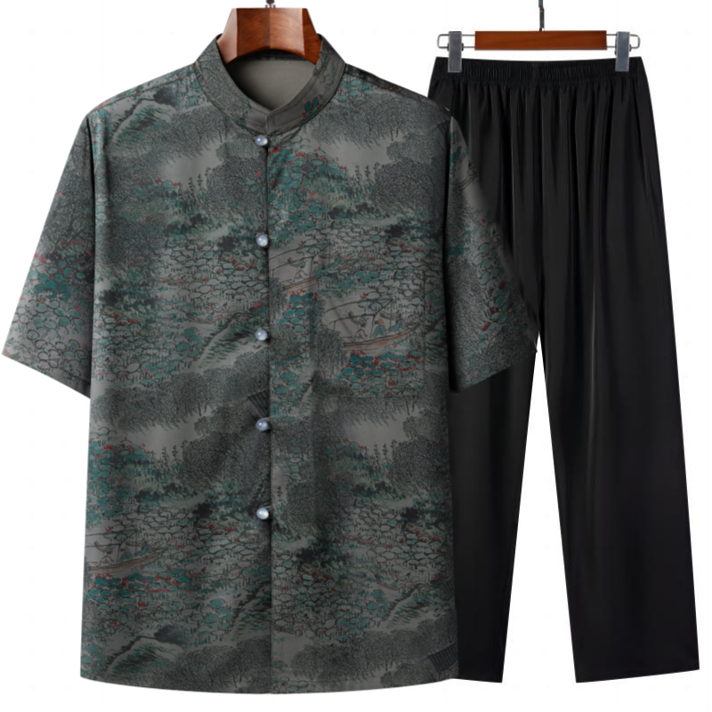 （Shirts+Pants） 2026 Summer Men - Printed Floral Shirt avaliação e preço
