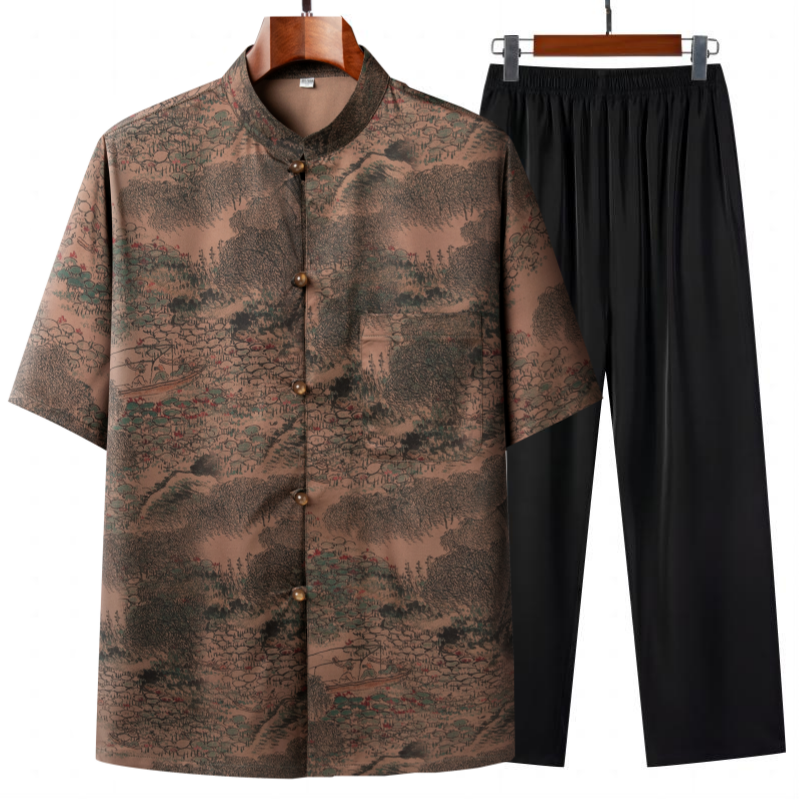（Shirts+Pants） 2026 Summer Men - Printed Floral Shirt avaliação e preço