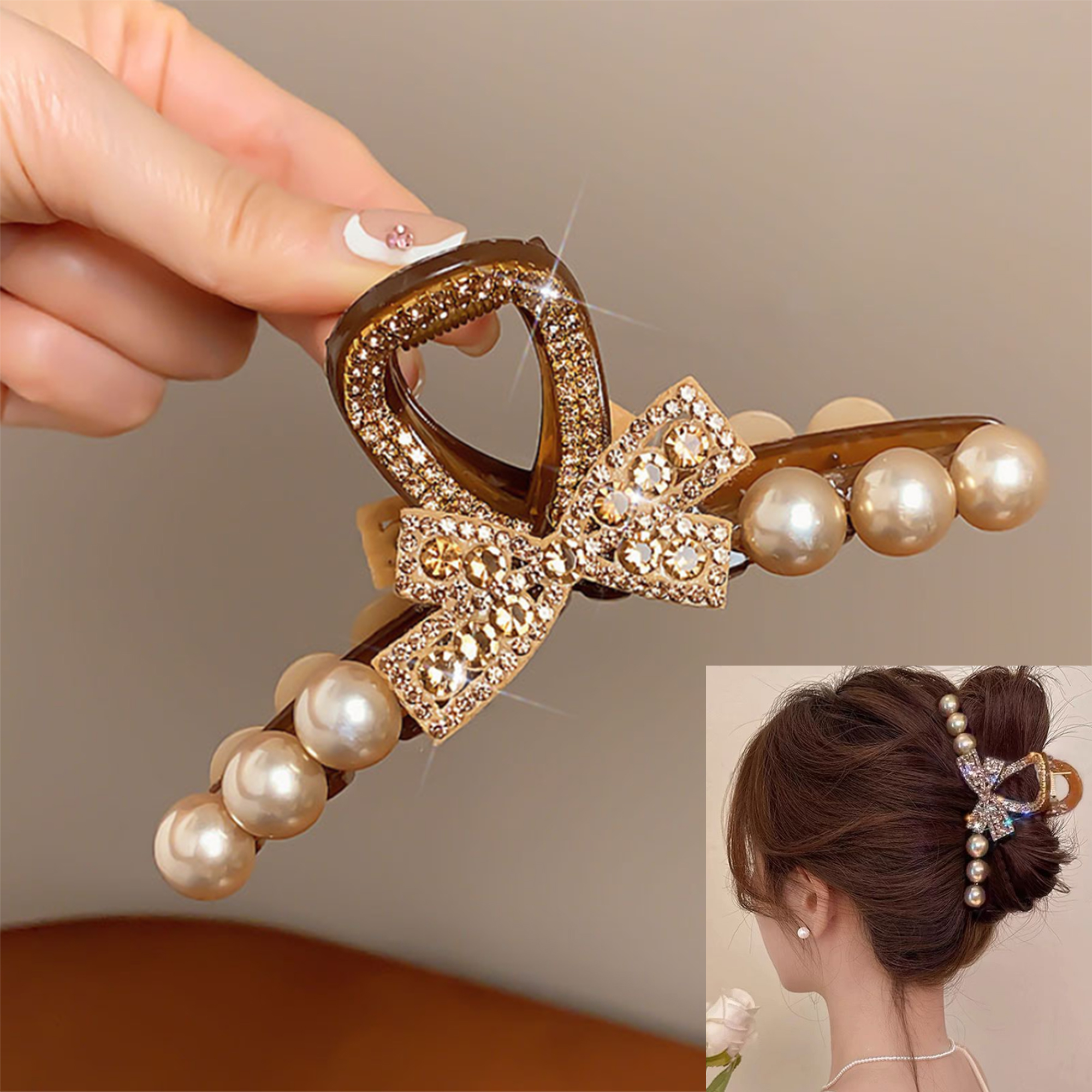 Vintage Pearl Black Hair Claws - Vintage Fashion Ornaments avaliação e preço