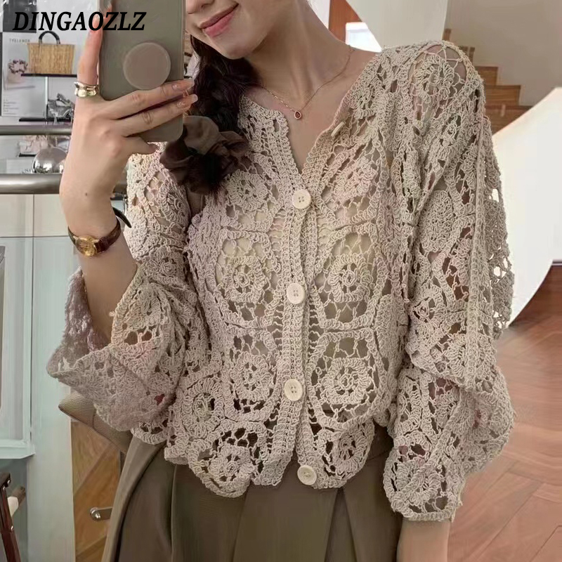 Retro Hook Flower Hollow Out T - Vintage Fashion Retro Outfit avaliação e preço