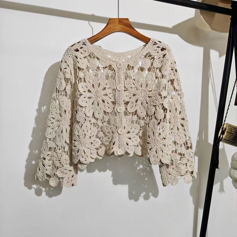 Retro Hook Flower Hollow Out T - Vintage Fashion Retro Outfit avaliação e preço