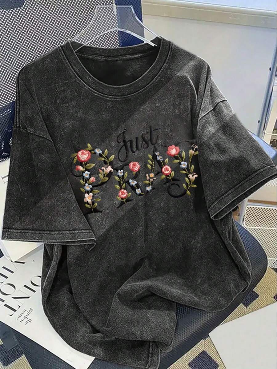 Unisex Cotton Short Sleeve T-S - Printed Floral Shirt avaliação e preço