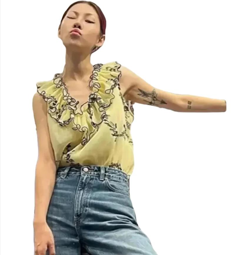 Summer Fresh Floral V-neck Ves - Printed Floral Shirt avaliação e preço