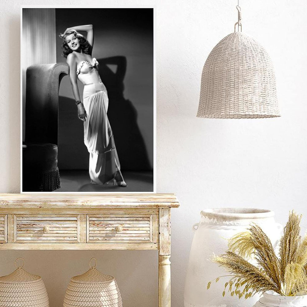 Rita Hayworth Poster,Black and - Vintage Fashion Prints For Wall avaliação e preço