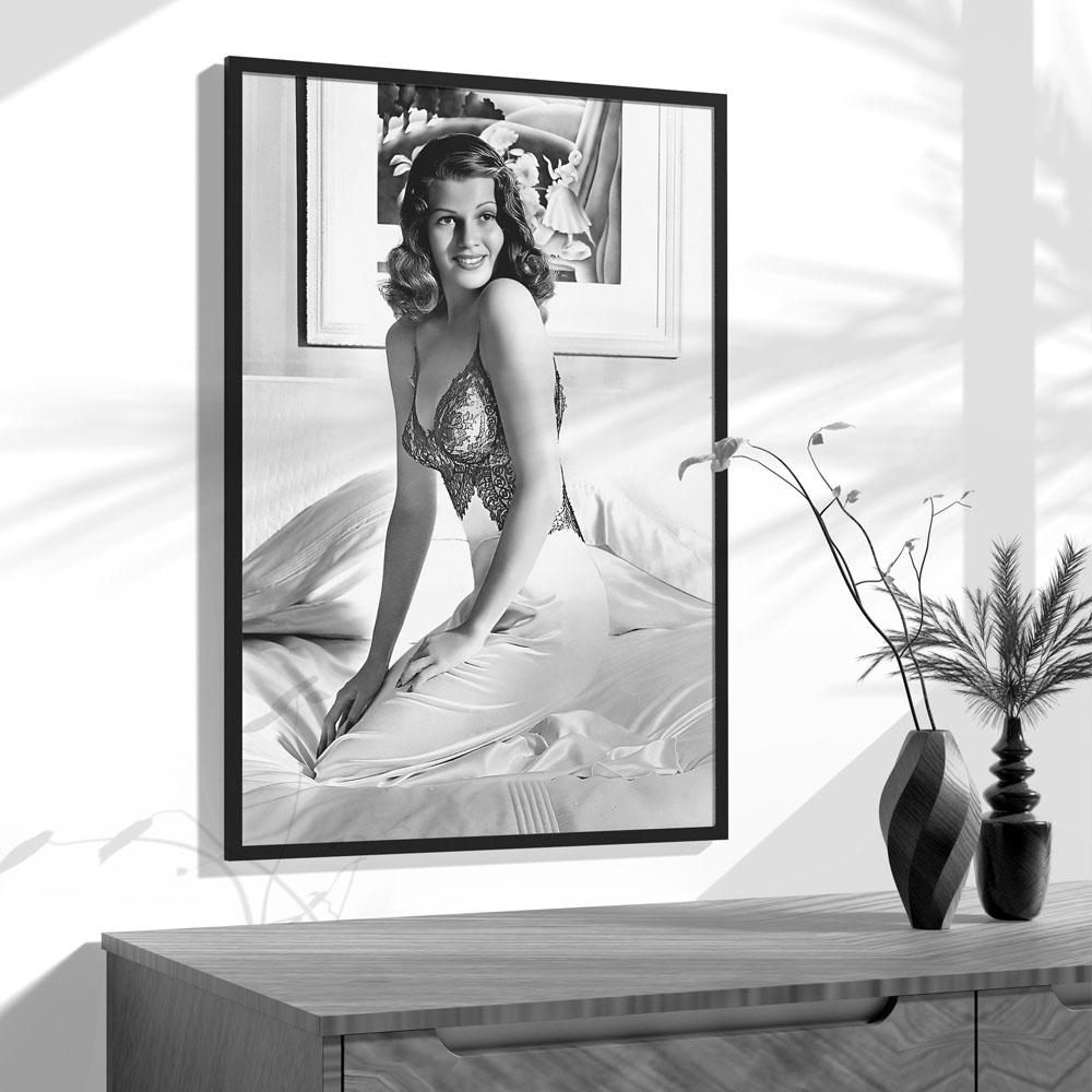 Rita Hayworth Poster,Black and - Vintage Fashion Prints For Wall avaliação e preço