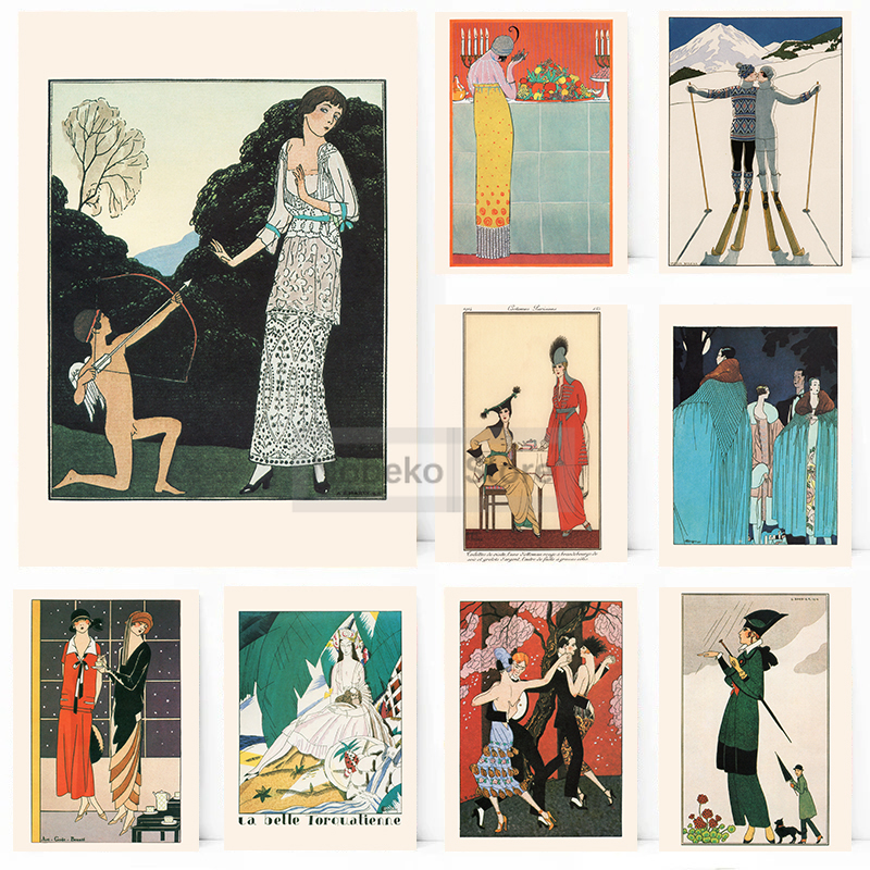 Vintage French Deco Art Illust - Vintage Fashion Prints For Wall avaliação e preço