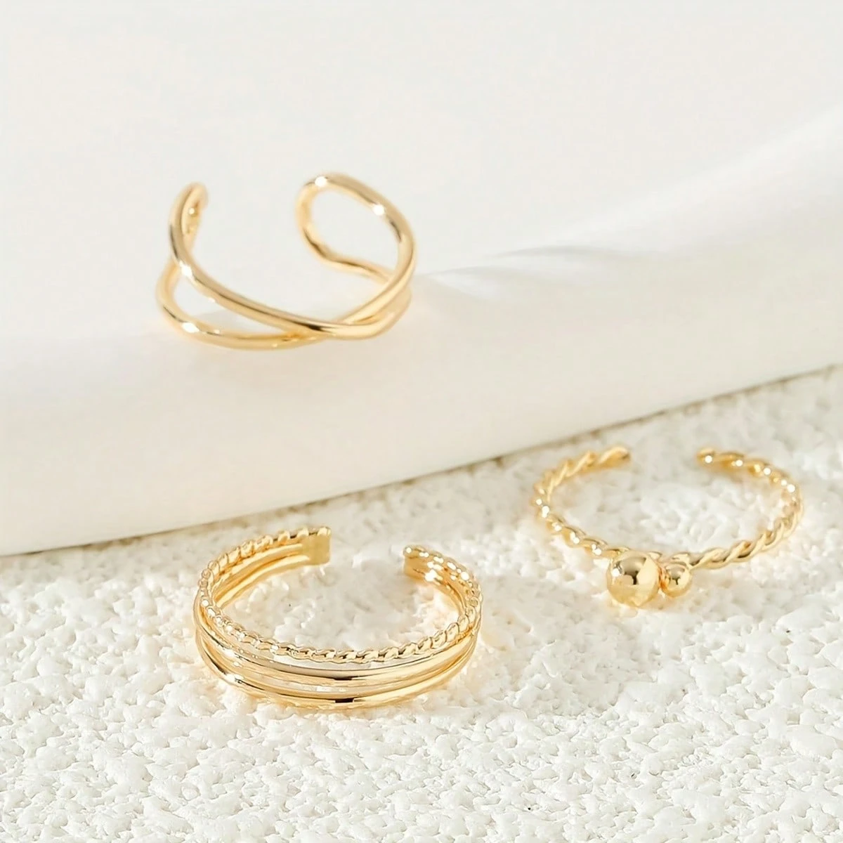 Delicate Golden Toe Rings Set  - Vintage Fashion Rings avaliação e preço
