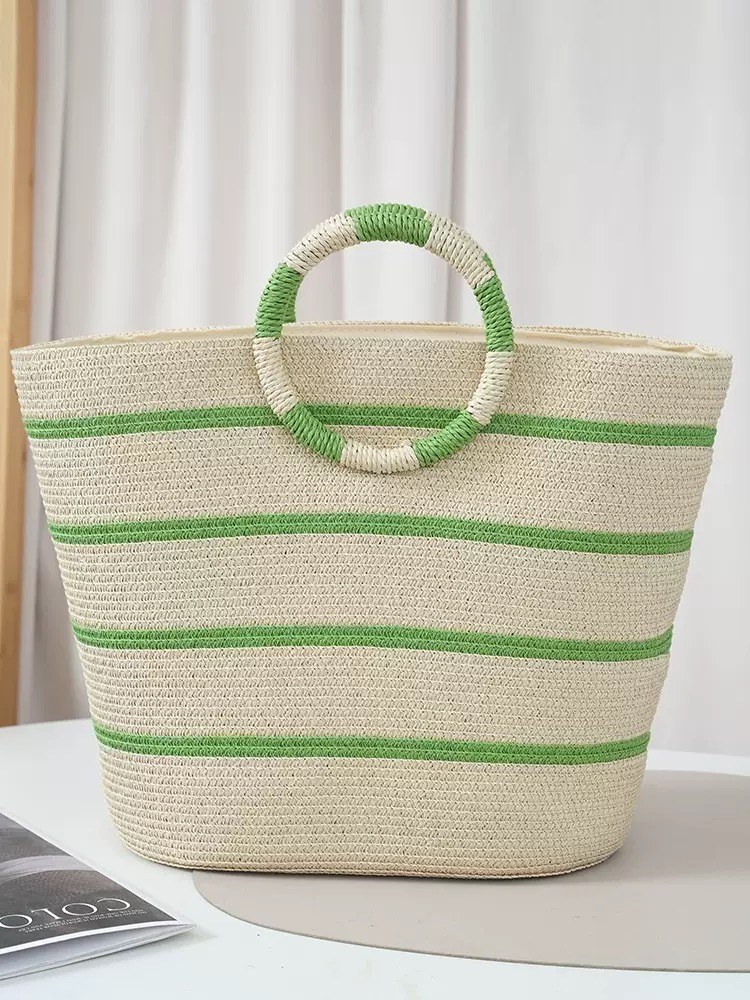 striped Tote grass woven bag s - Vintage Fashion Rings avaliação e preço