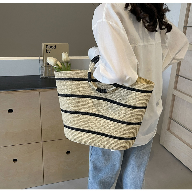 striped Tote grass woven bag s - Vintage Fashion Rings avaliação e preço