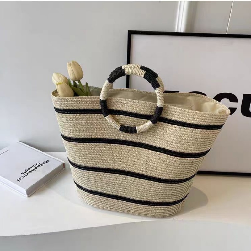 striped Tote grass woven bag s - Vintage Fashion Rings avaliação e preço
